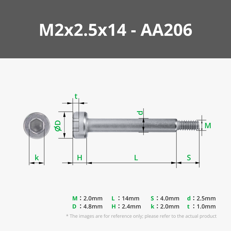 M2 Socket Head Shoulder Machine Screws (SHSS)