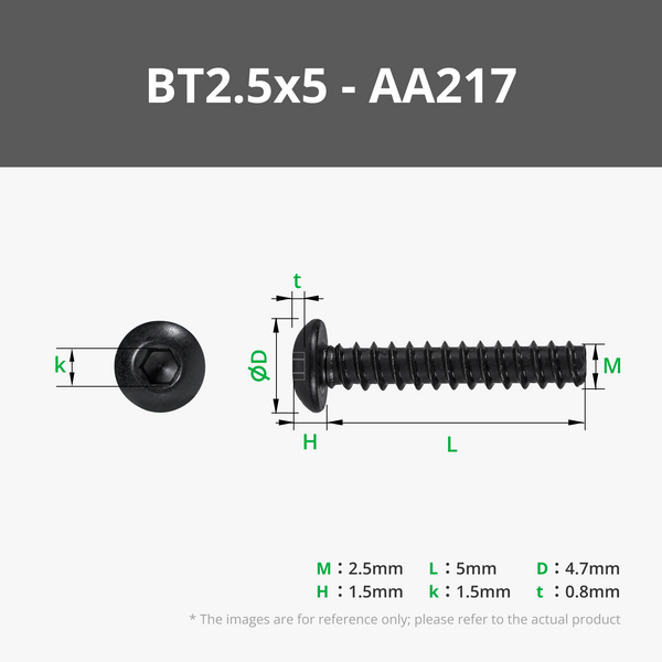 BT2.5 Button Head Cap Self Tapping Screw (BHCS)