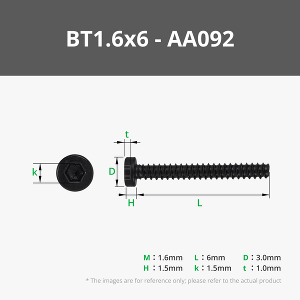 BT1.6 Socket Head Cap Self Tapping Screws (SHCS)
