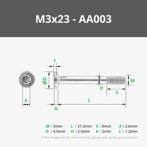 M3 Socket Head Cap Machine Screws (SHCS)